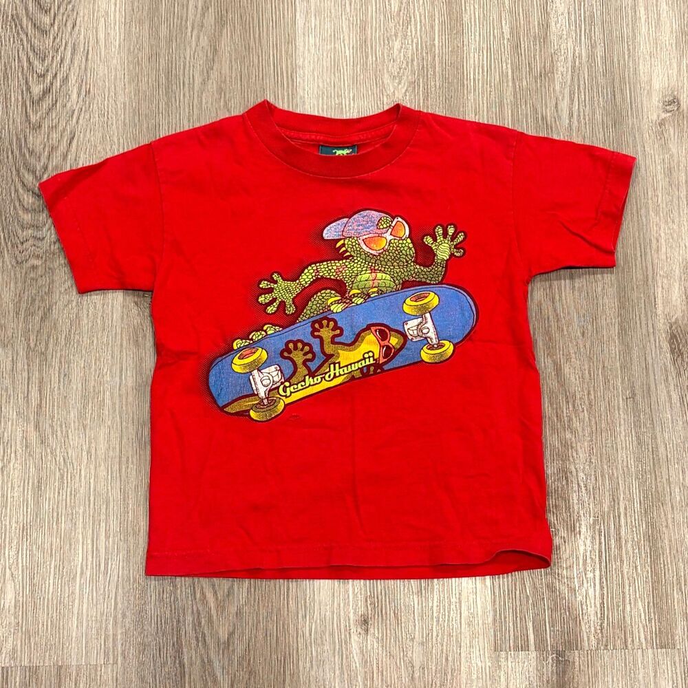 Vintage 90s 00s Gecko Hawaii Skateboards Skater Skate T-Shirt Youth Size Small